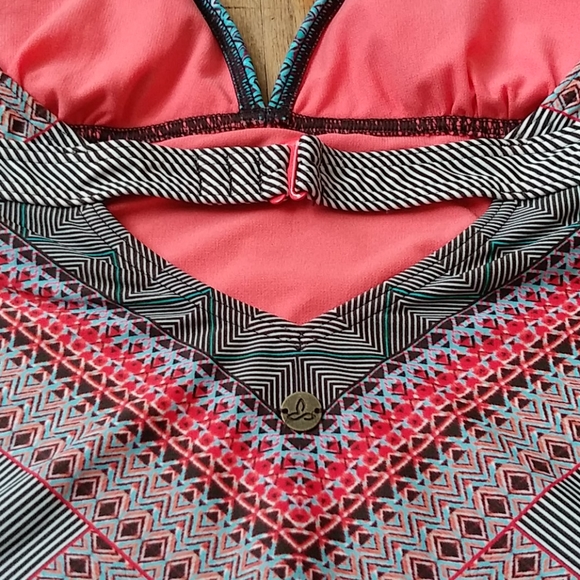 Prana One Piece Swimsuit Orange and Aqua Design - Picture 3 of 11